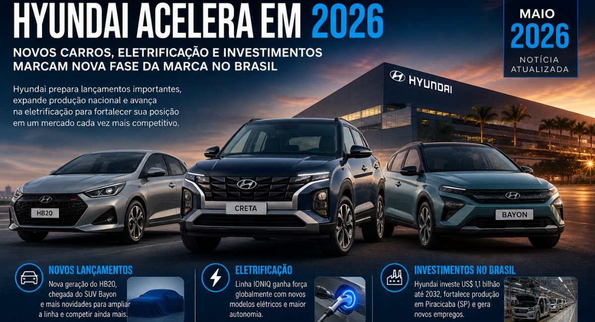 Hyundai acelera planos para 2026: novos carro e estratégia agressiva no Brasil